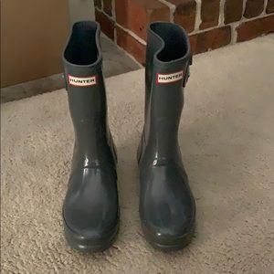 Gray short hunter rain boots
